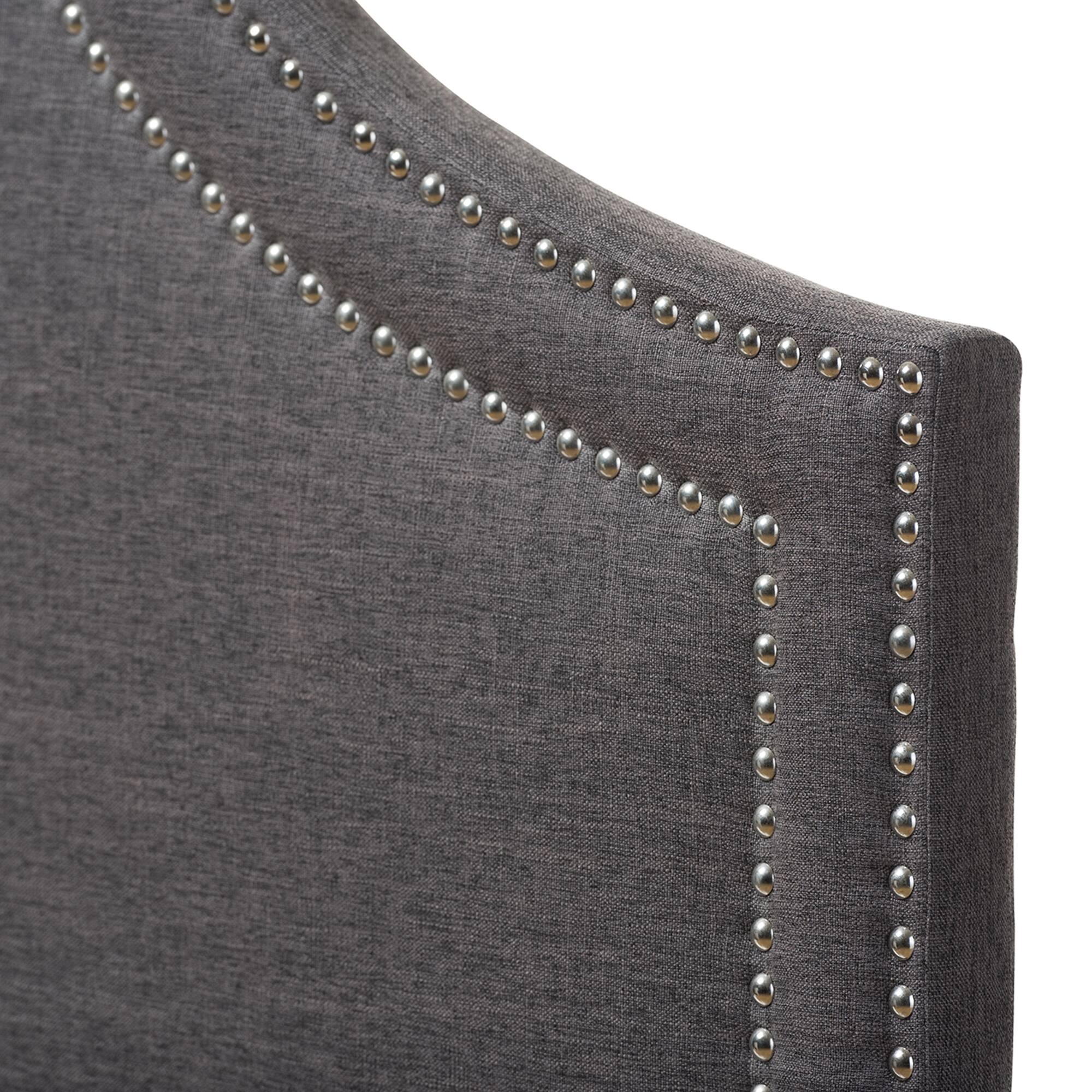 Left. Baxton Studio - Avignon Modern and Contemporary Fabric Upholstered Queen Size Headboard - Dark Grey.