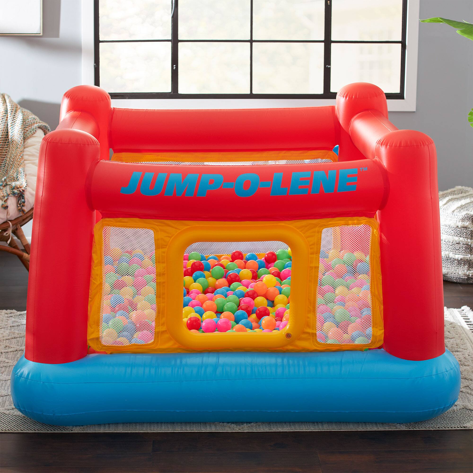 Alt View 6. Intex - Intex Inflatable Jump-O-Lene Bounce House w/Multi-Colored Fun Ballz, 100 Pack - Multi-Color.