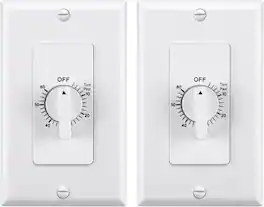 BN-LINK - 60-Min In-Wall Countdown Timer Switch, Spring Wound, No Neutral, Wall Plate, ETL, 2-Pack - White