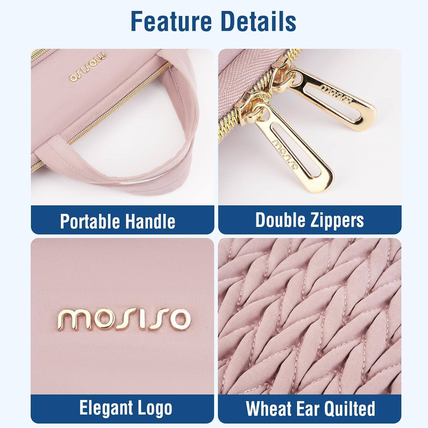 Feature Details

- Portable Handle
- Double Zippers
- Elegant Logo
- Wheat Ear Quilted