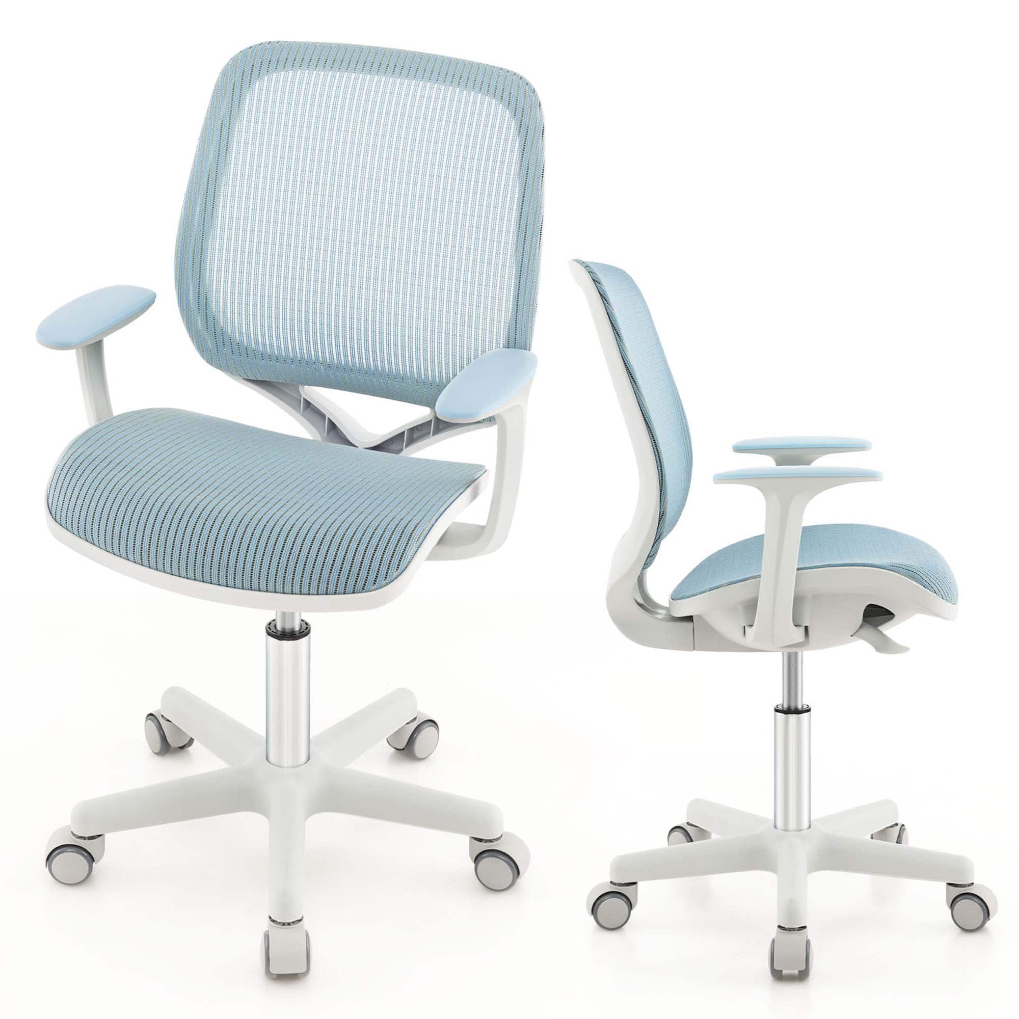 Costway - Kids Desk Armchair Swivel Mesh Children Computer Chair with Adjustable Height - Blue