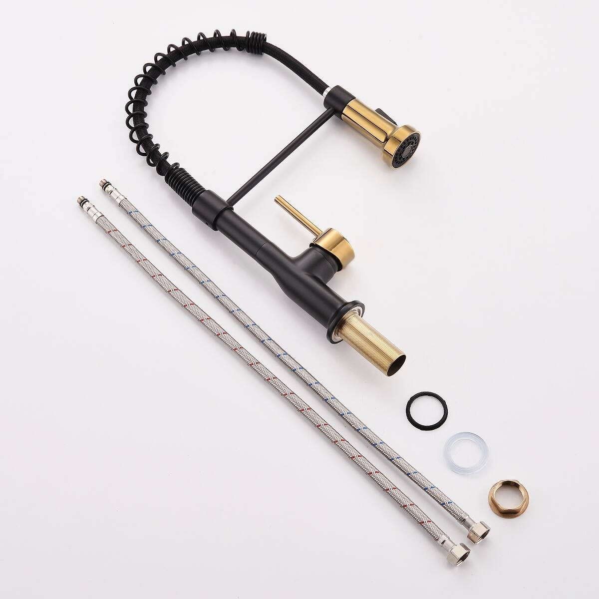 Alt View 1. Ropilly - Ropilly Black and Gold Kitchen Faucet Pull Down Kitchen Faucet Single Handle Commercial Style - Black+Gold.