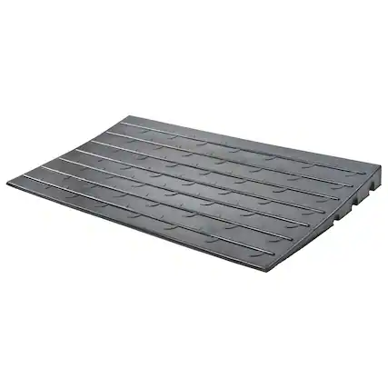 Front. Silver Spring - Silver Spring 2.5" Maximum Riser, Solid Rubber 3 Channel Threshold Ramp, Black - Black.