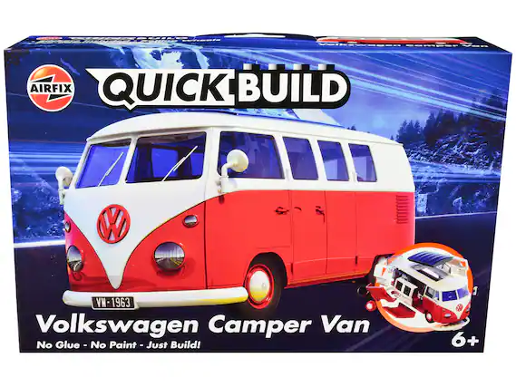 - IREUIL --- wasen SEilees --- D AIRFIX QUICK BUILD W 1T55 C VW-1963 WV Volkswagen Camper Van No Glue - No Paint - Just Build! 6+