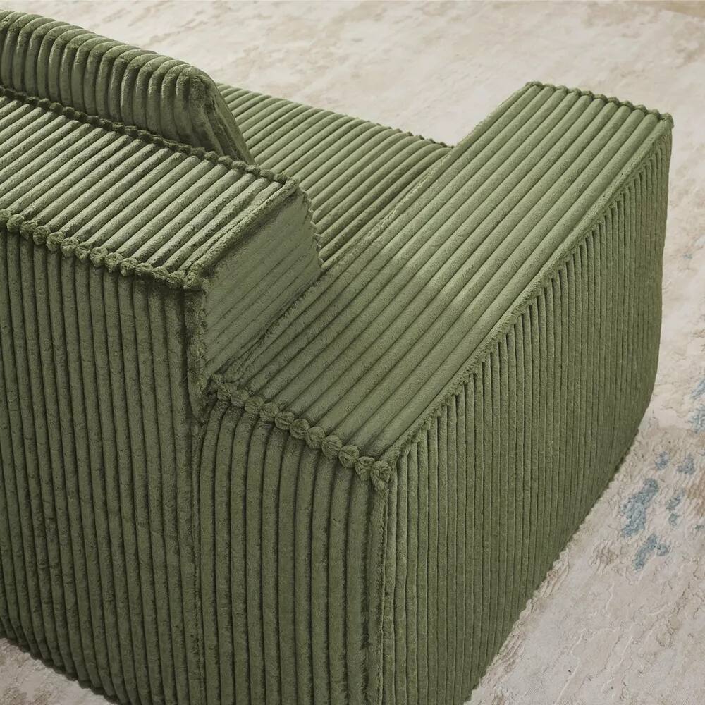 Alt View 5. Meqiodas - Boneless Couch for Living Room, Modular Sectional Sofa with Ottoman, Convertible L Shaped Couch, No Assembly Required - Green.