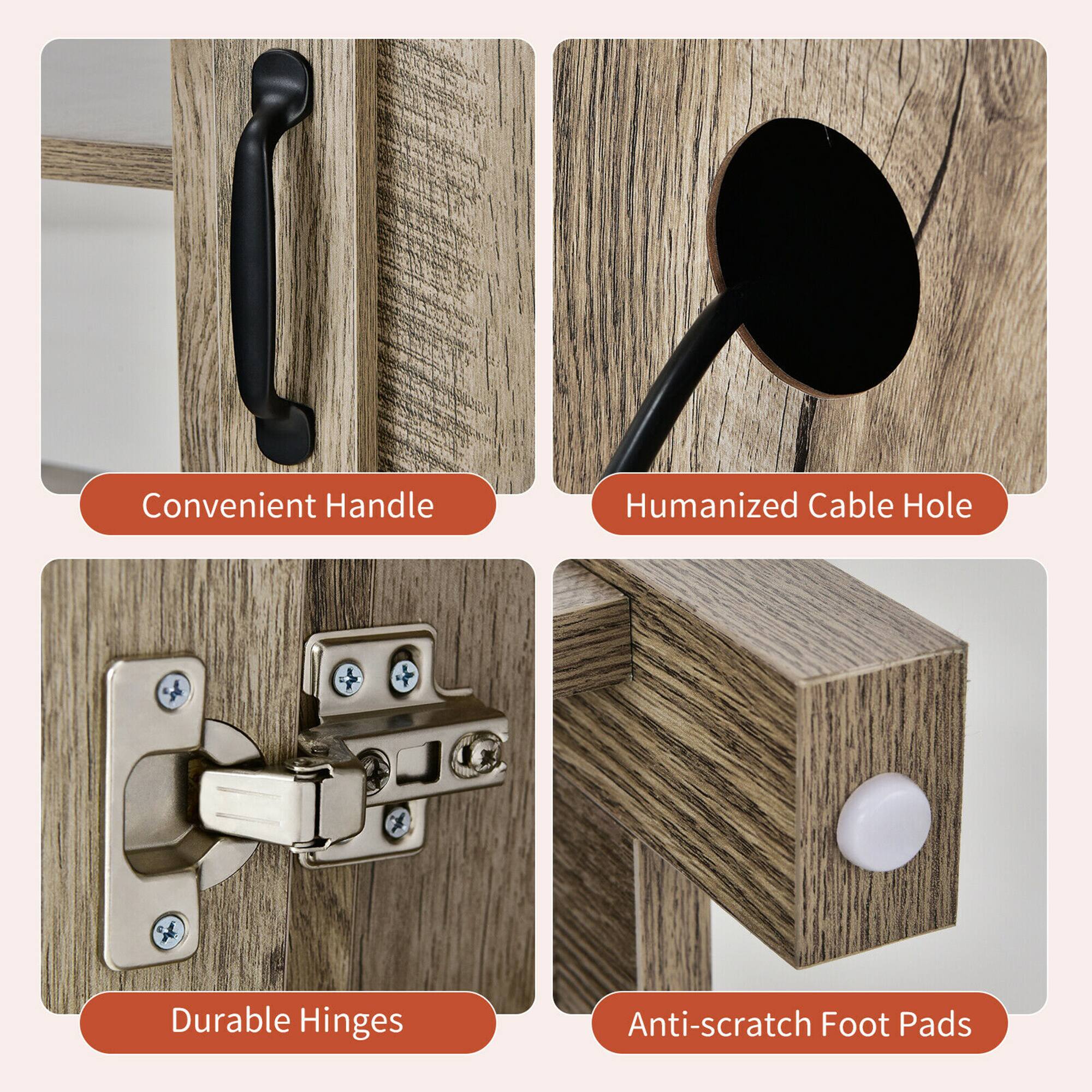 Convenient Handle, Humanized Cable Hole, Durable Hinges, Anti-scratch Foot Pads