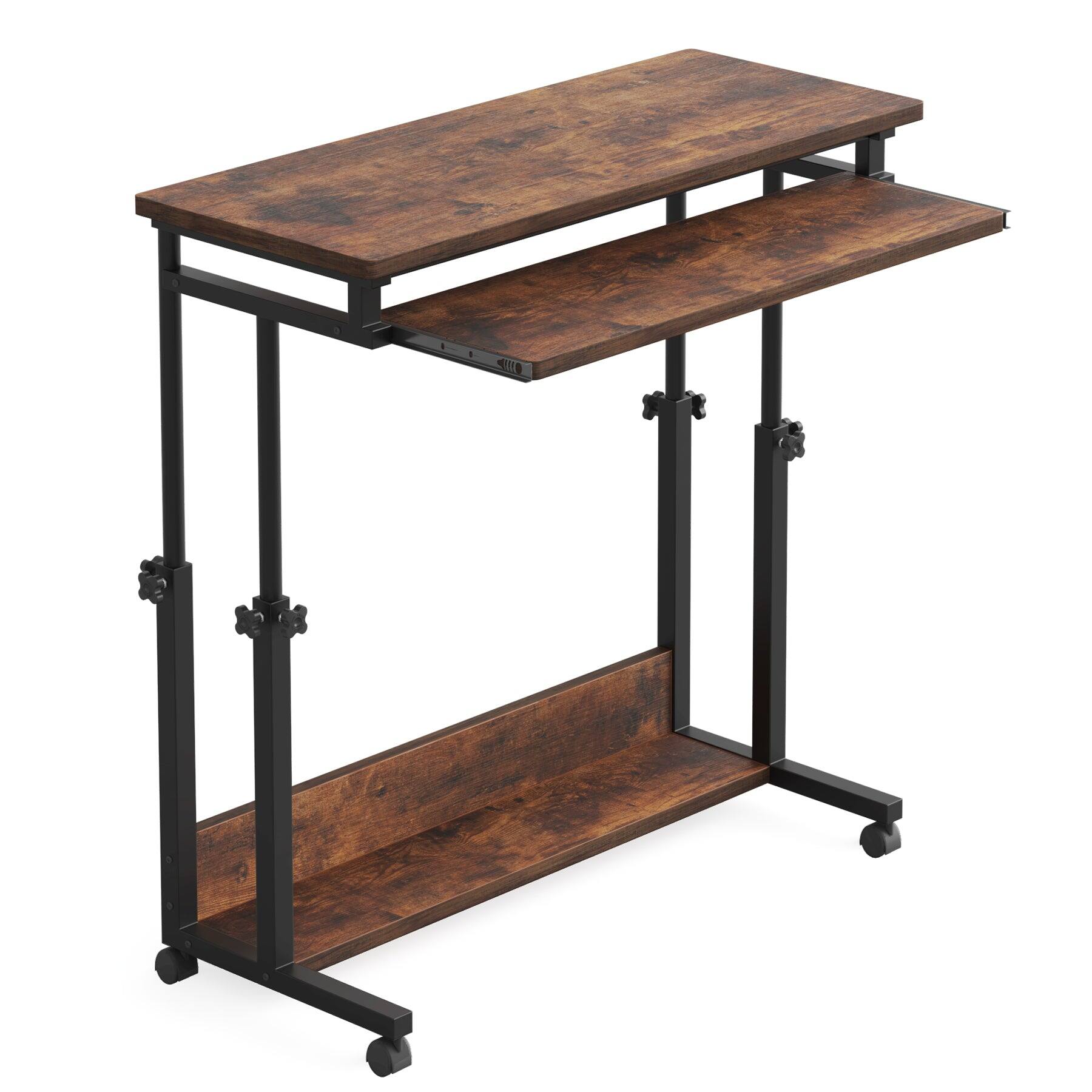 Angle. Tribesigns - Office Computer Desk with Engineered Wood Construction, for Computer Work, Writing and Study in Home Offices - Brown.