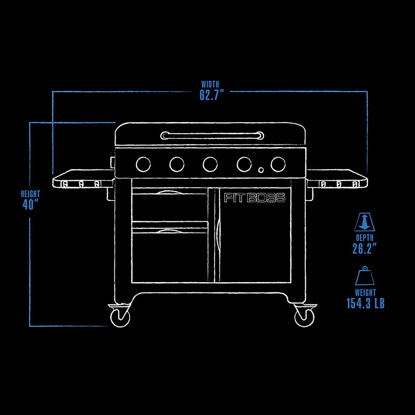 Alt View 18. Pit Boss - Ultimate Outdoor Gas 5-Burner Griddle - Black.