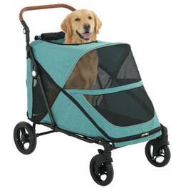 Pawhut - Stroller for Large Dogs Up to 66 LBS with All-Terrain Spring Suspension - Teal