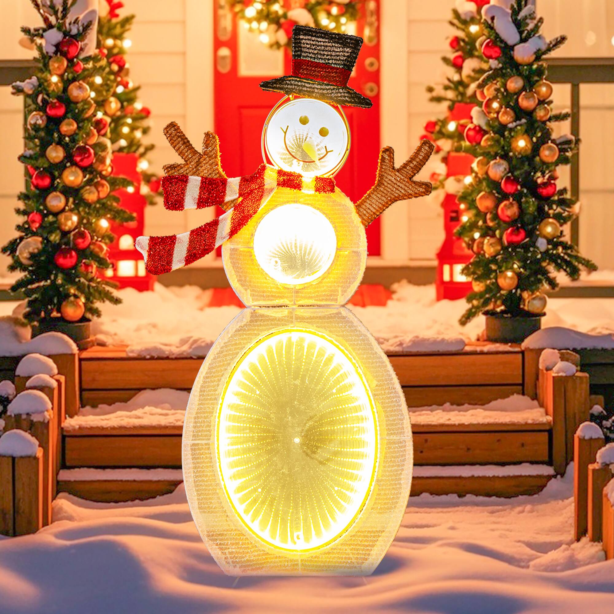 Alt View 3. Gymax - Gymax 2.6 ' Lighted Snowman w/105 Built-in LED Lights Metal Stand Zip Tie Stakes - Multicolor.