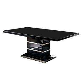 Manhattan Lane - Wood and Metal High Gloss Finish Expandable Dining Table, Black and Silver - Black/Silver