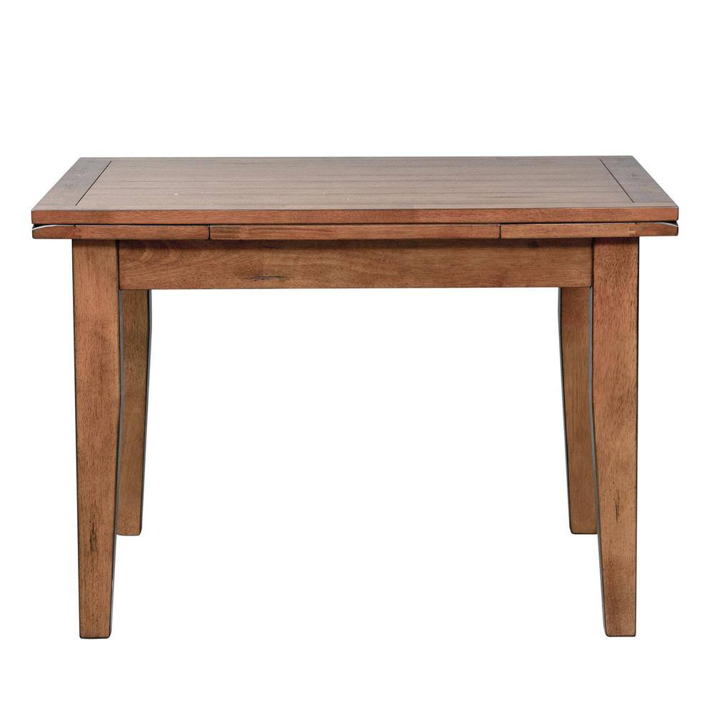 Back. Liberty Furniture Industries - Treasures Retractable Leg Table - Oak in Rustic Oak - Brown.