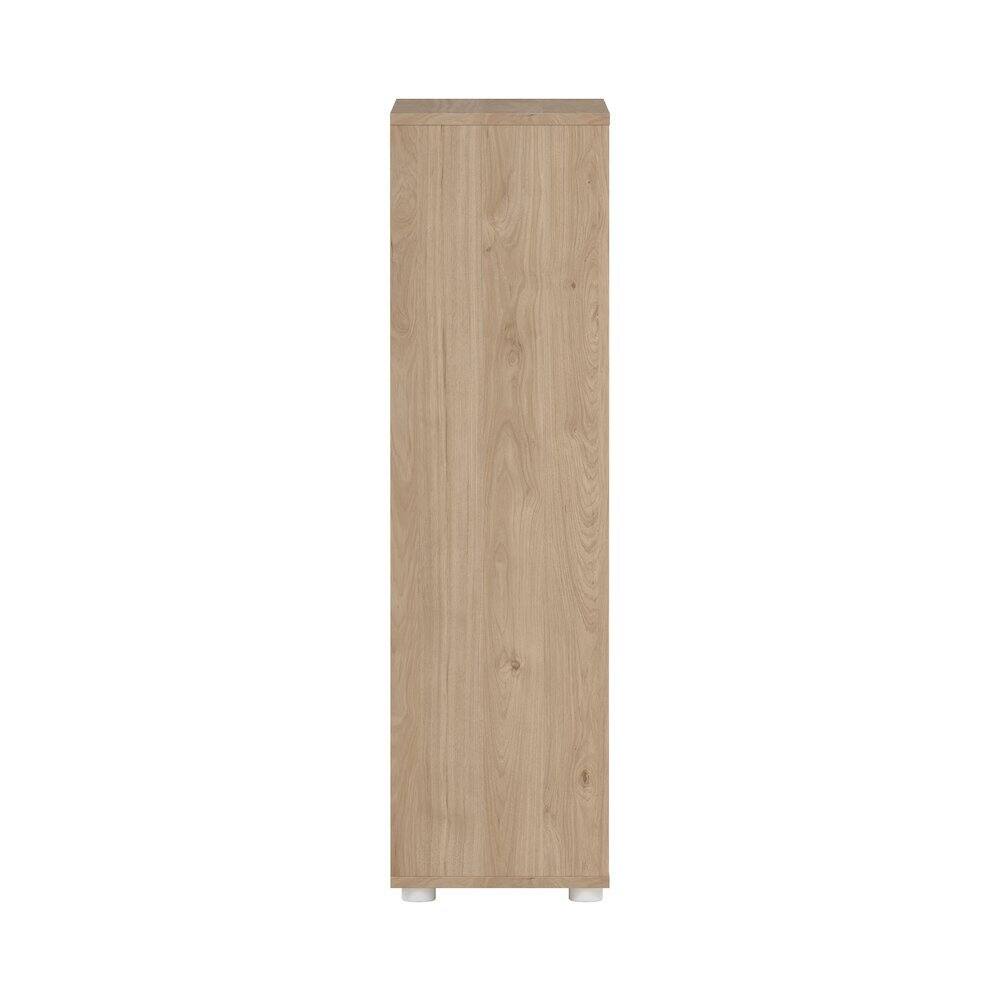 Alt View 2. FurniFact - 3-Shelf Bookcase with 2 Doors and Adjustable Storage Shelves - Brown.