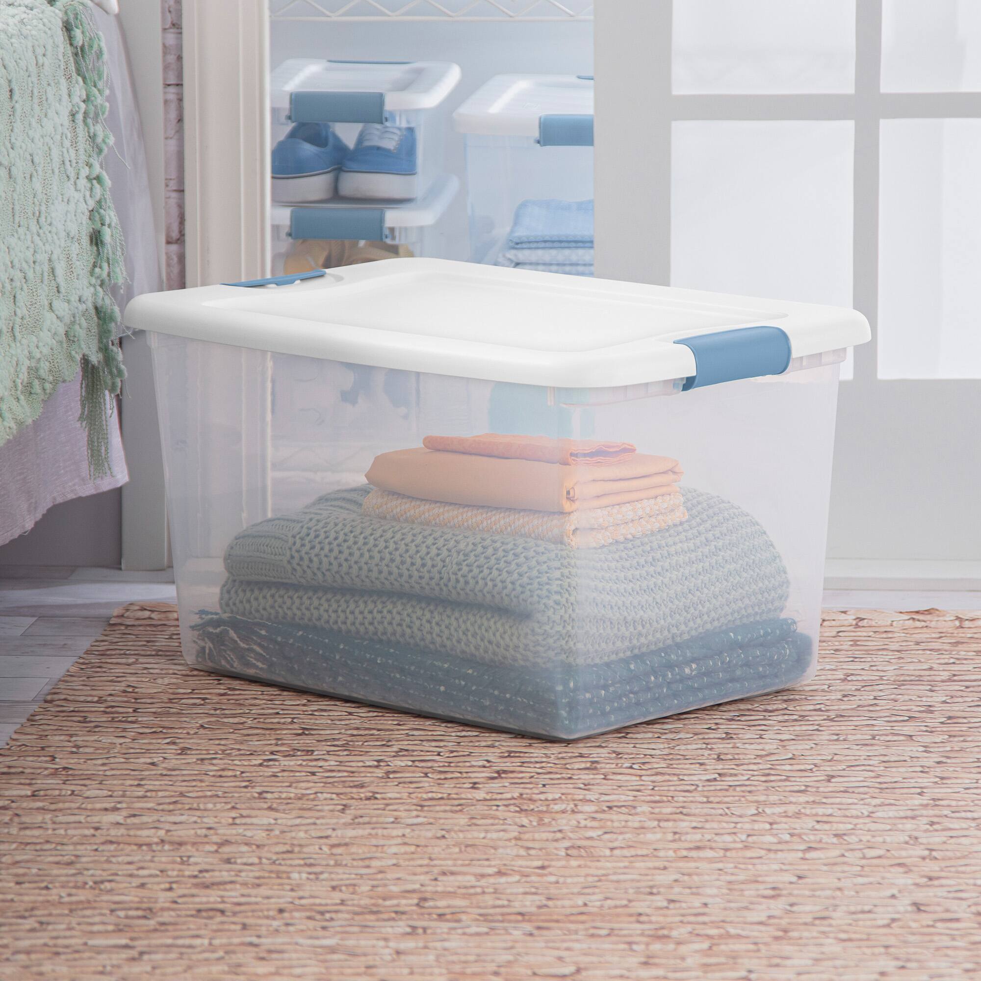 Alt View 4. Sterilite - Sterilite 64 Qt Latching Box Stackable Storage Container with Lid, White, 4 Pack.