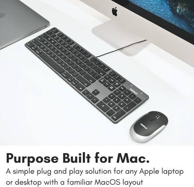 Macally Slim USB Wired Keyboard for Mac Full Size Apple Keyboard Macally Slim USB Wired Keyboard for Mac Full Size Apple Keyboard