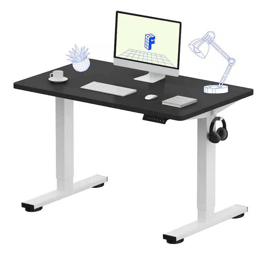 FlexiSpot E2 42''W Electric Adjustable Standing Desk Chipboard, /White ...