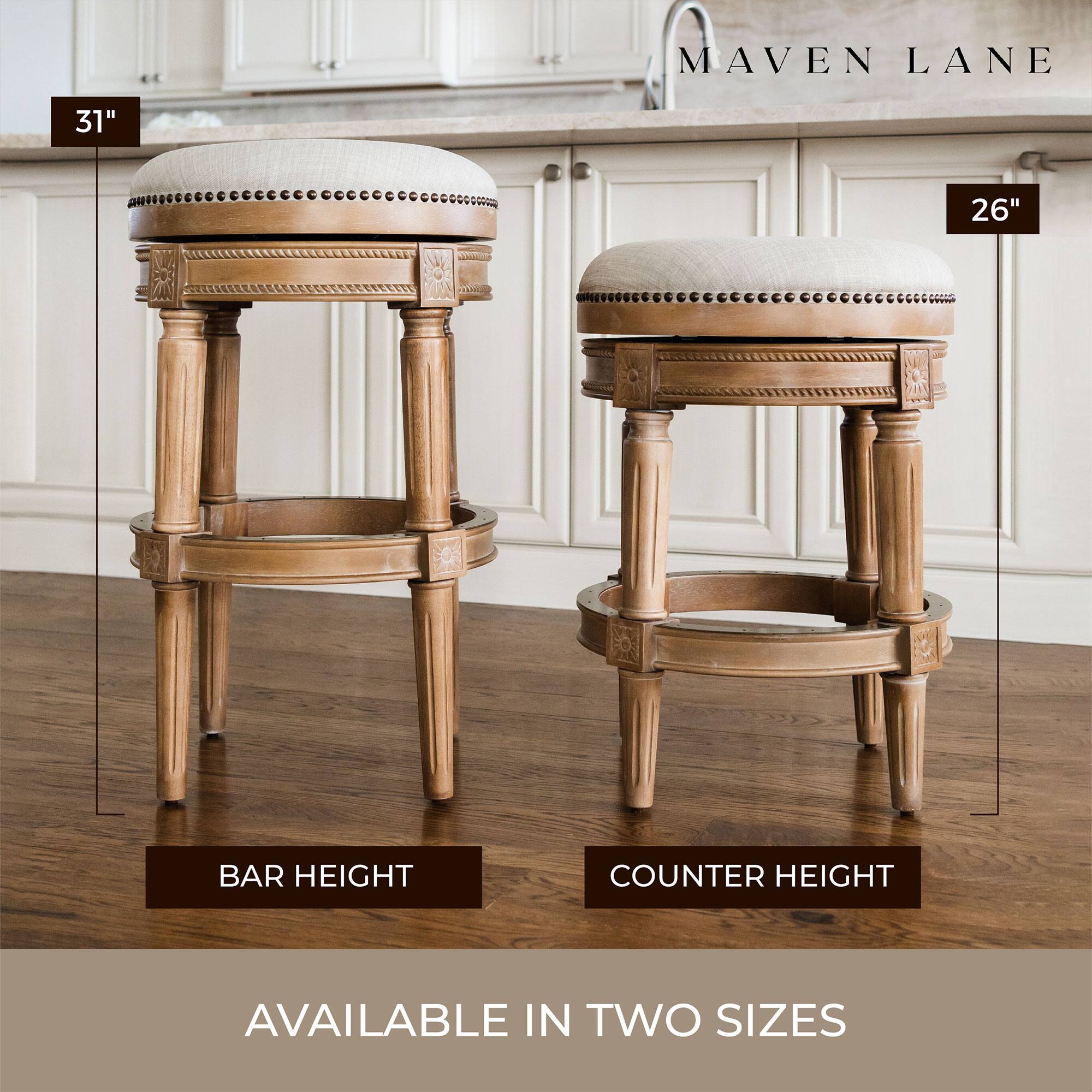 MAVEN LANE

31" BAR HEIGHT

26" COUNTER HEIGHT

AVAILABLE IN TWO SIZES
