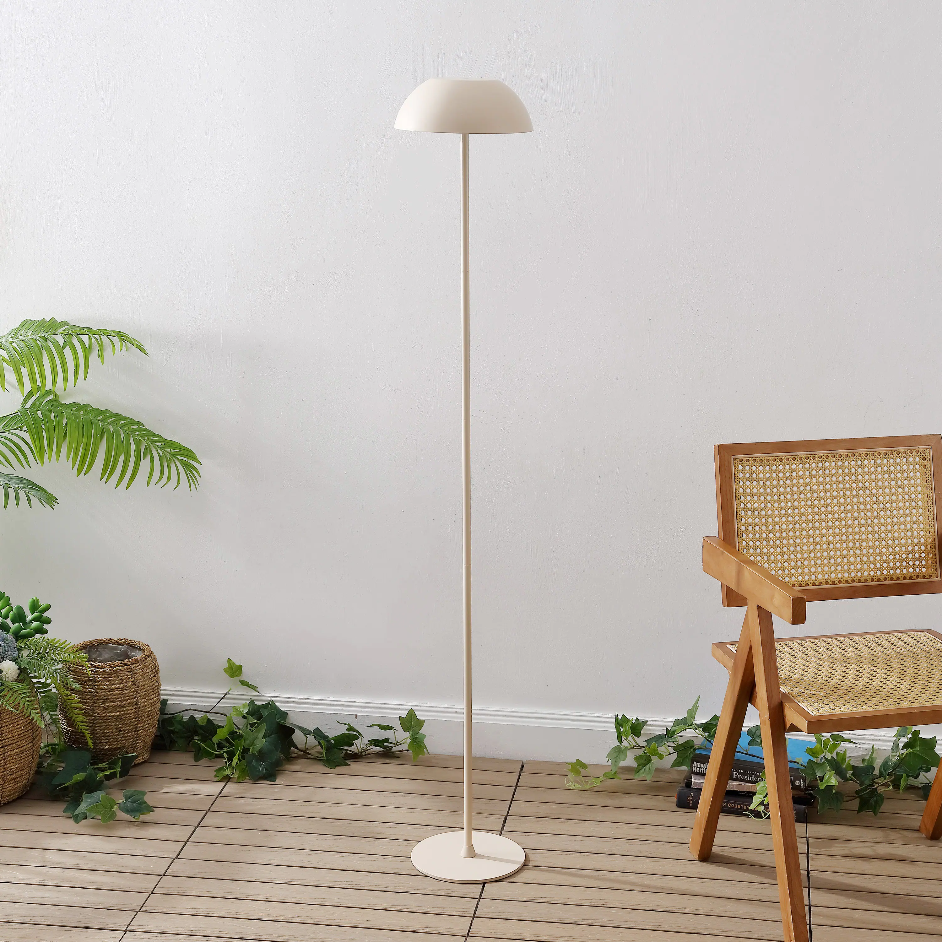 Alt View 5. Jonathan Y - Laurel 59" Metal Adjustable Rechargeable Integrated Portable Touch Sensor Dimmable LED Indoor/Outdoor Floor Lamp, Almond - Almond.