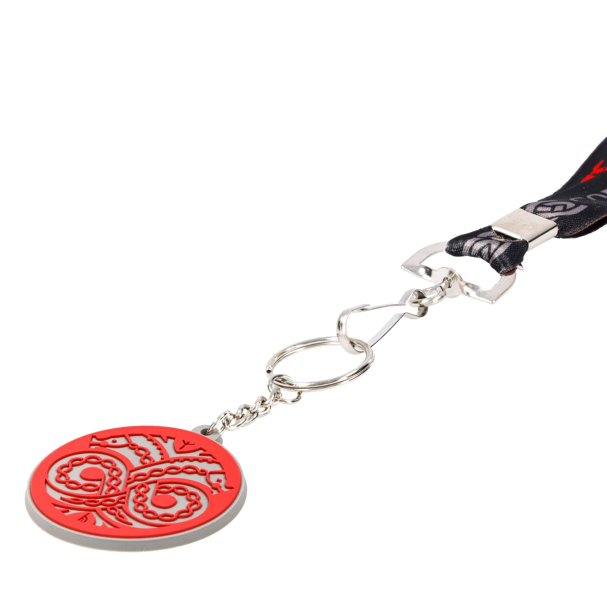 Alt View 4. Just Funky - God of War 2018 Logo Lanyard with ID Tag and Charm - Red.