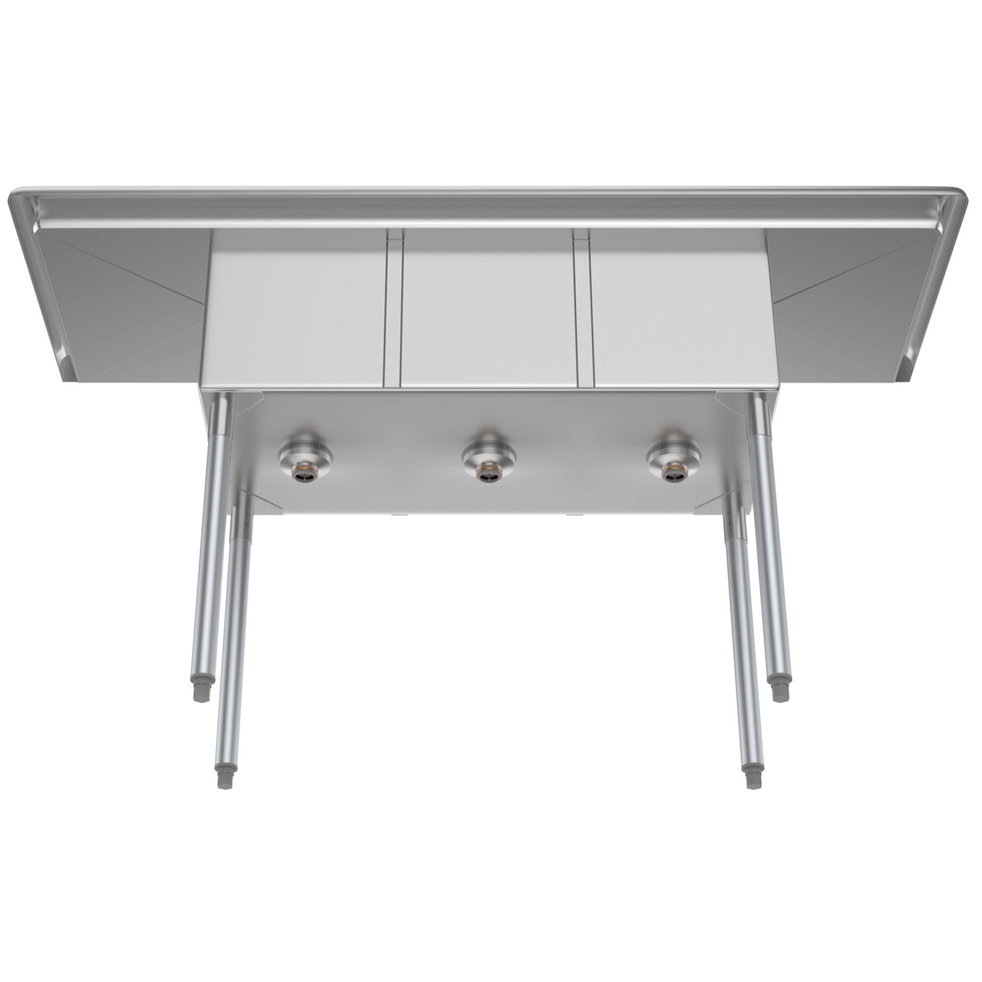 Left. Koolmore - 60 in. Three Compartment Stainless Steel  Sink With Drainboards, Bowl Size 12"x 16"x 10" SC121610-12B3. - Stainless Steel.