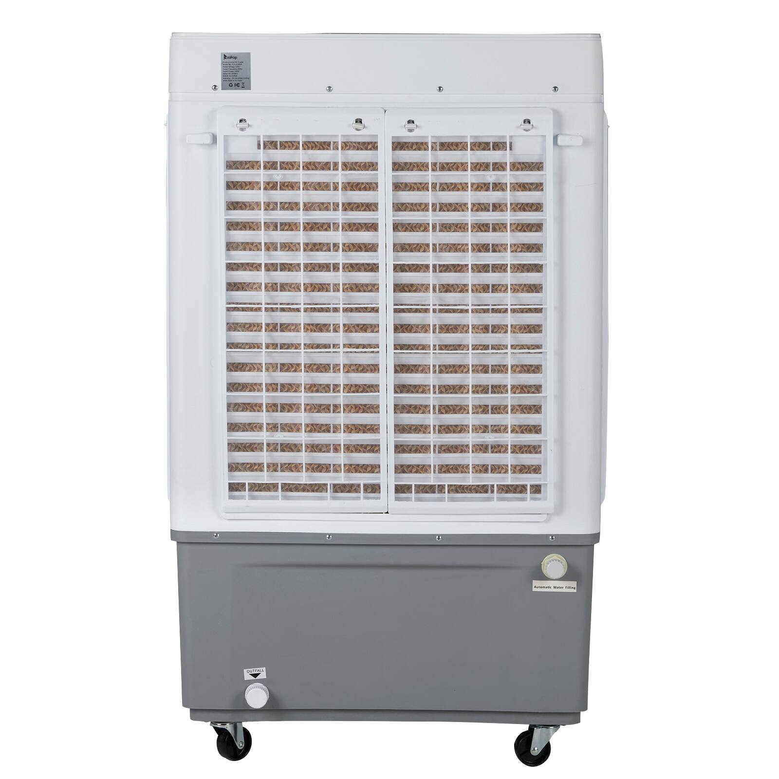 Back. Winado - 15.8Gal Portable Swamp Cooler, 2941CFM Evaporative Air Cooler with Continuous Fill, Auto Oscillating, Remote, 3 Speeds - White & Gray.