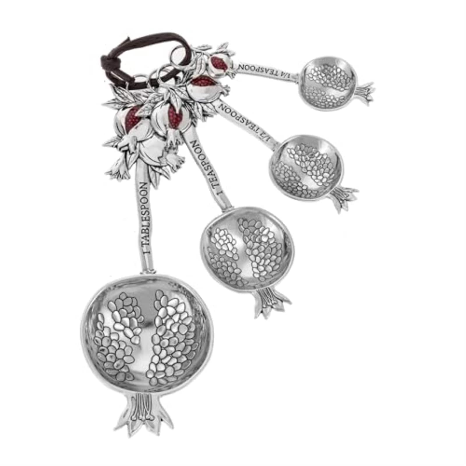 Ganz - Pomegranate Blessings Zinc Metal Food Grade Measuring Spoons Decorative Kitchen Baking Cooking Tools 5.25 Inches - Silver price history on PriceWatchPro