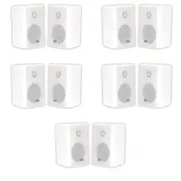 Acoustic Audio by Goldwood - AA351W Indoor Outdoor 2 Way Speakers All Weather 5 Pair Pack AA351W-5Pr - White