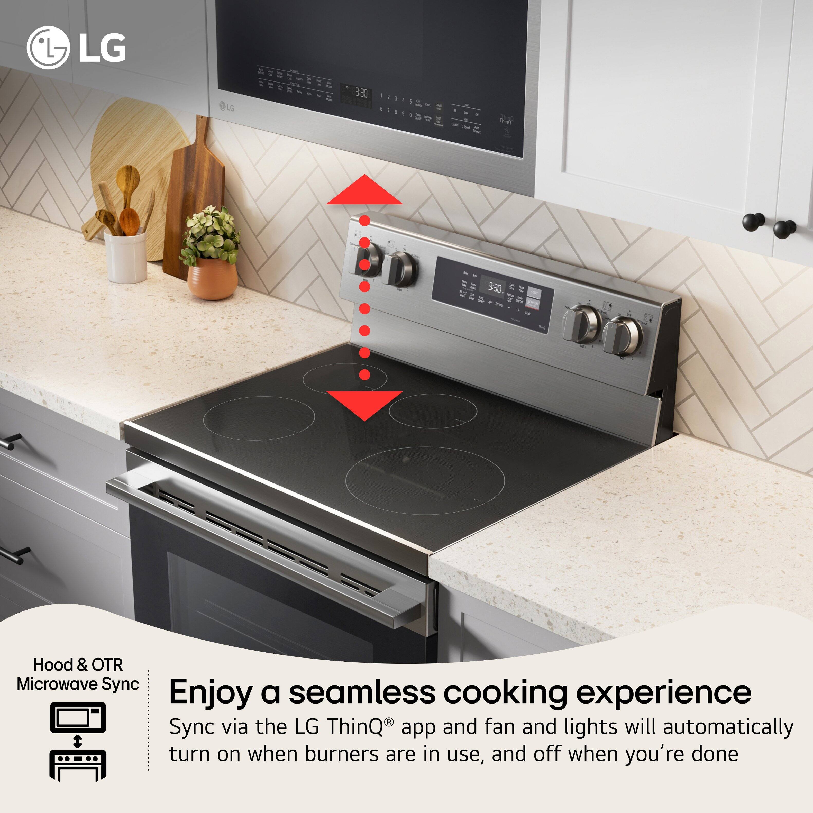 LG - 330 11341Z- LG TTO - 330 Hood & OTR Microwave Sync

Enjoy a seamless cooking experience. Sync via the LG ThinQ app and fan and lights will automatically turn on when burners are in use, and off when you're done.