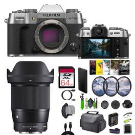 Fujifilm - X-T50 Mirrorless Camera + Sigma 16mm Contemporary Lens+ More - Silver