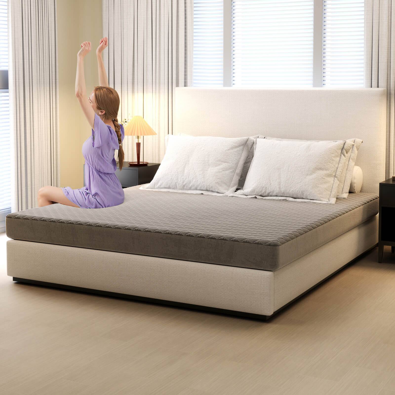 Alt View 5. Costway - Costway King Size Mattress Protector with Deep Pocket Sponge Padding Anti-slip Bottom - Grey.