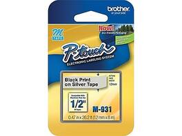 Brother - P-touch M-931 Label Maker Tape, 1/2" x 26-2/10' - Black On Silver