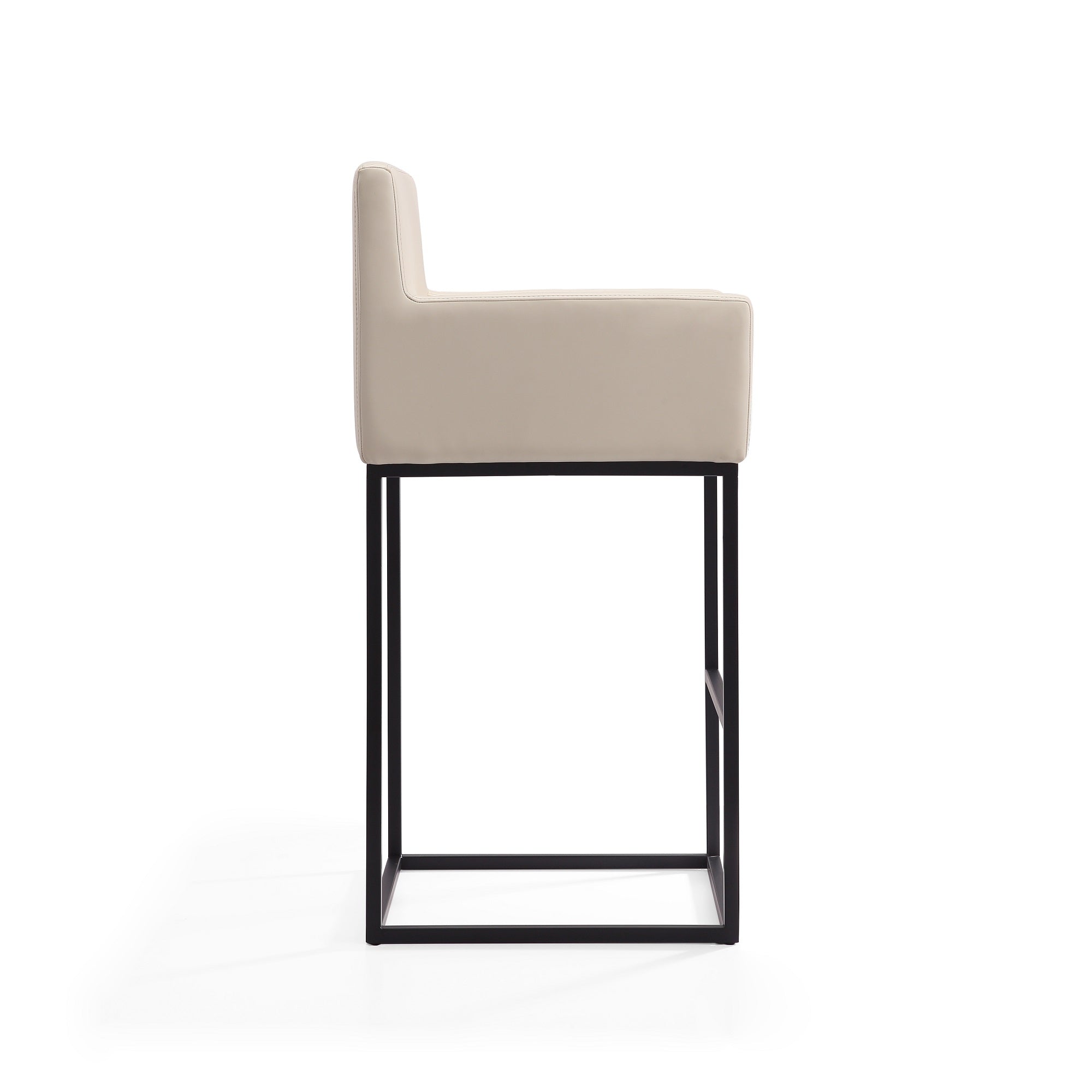Alt View 2. Manhattan Comfort - Ambassador Mid-Century Modern Metal Upholstered Counter Stool - Cream.