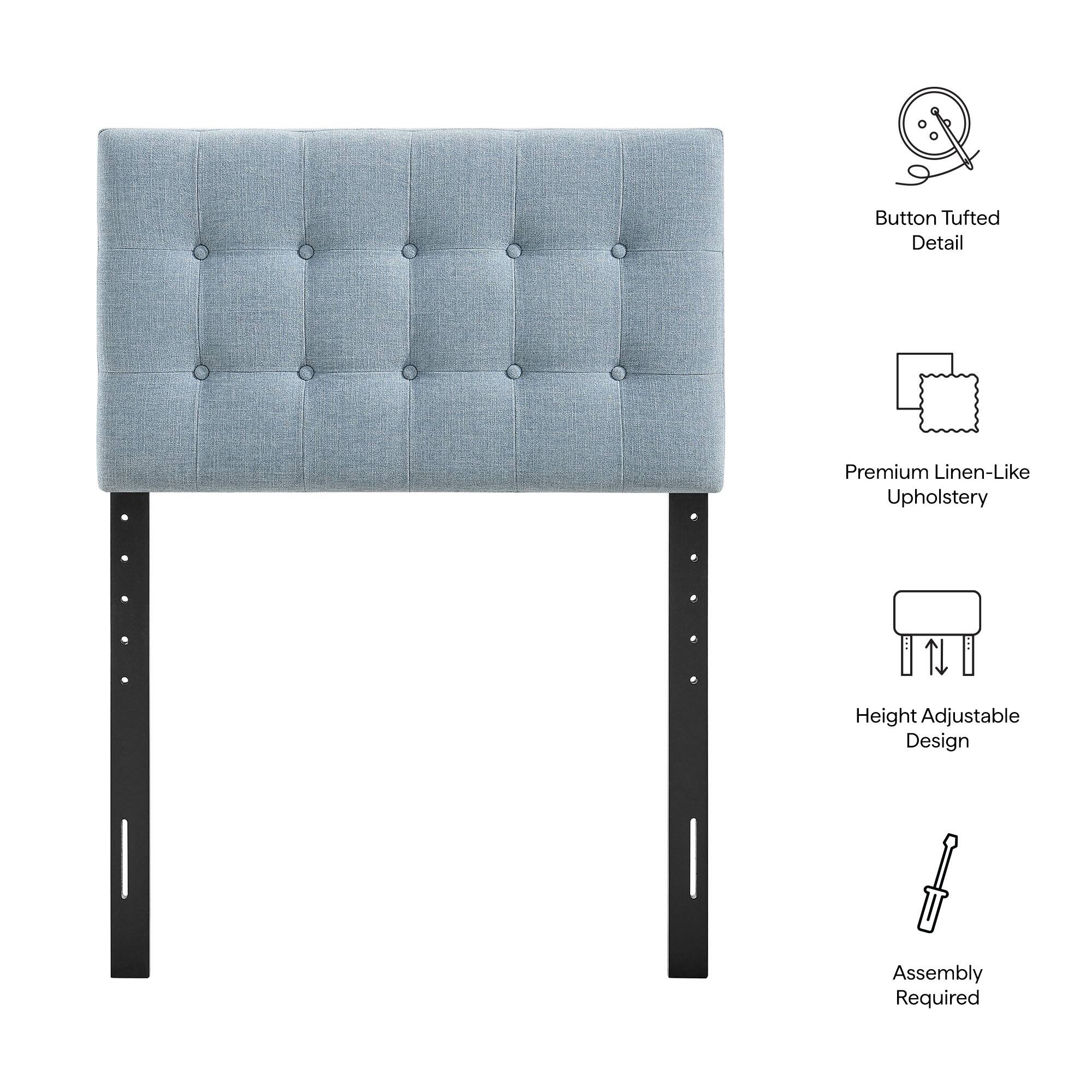 - Button Tufted Detail
- Premium Linen-Like Upholstery
- Height Adjustable Design
- Assembly Required