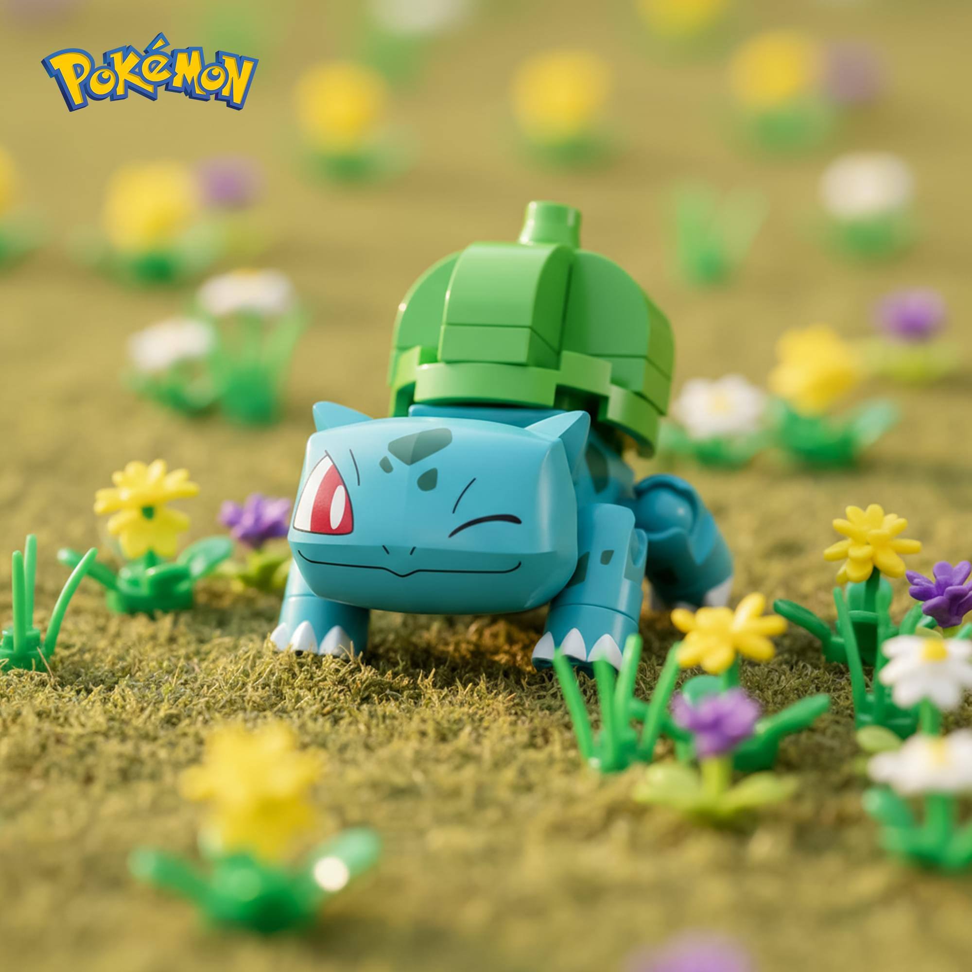 Alt View 4. Mattel - Pokemon Mega Construx Poke Ball 30-Piece Building Set | Bulbasaur - Blue.