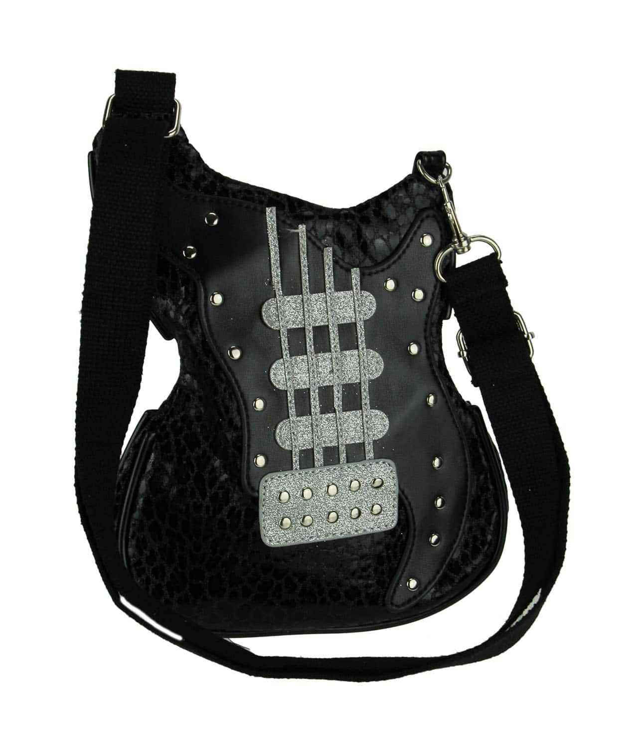 Sleepyville Critters - Electric Guitar Crossbody Purse Small - Black