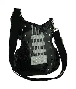 Sleepyville Critters - Electric Guitar Crossbody Purse Small - Black