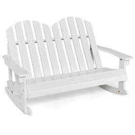 Costway - 2 Person Kid Adirondack Rocking Chair Outdoor Backrest Armrest Solid Wood - White