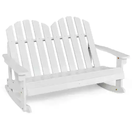 Front. Costway - Costway 2 Person Kid Adirondack Rocking Chair Outdoor Backrest Armrest Solid Wood - White.