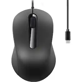 SKRAN - Ergonomic Type-C Wired Mouse with Silent Click & Plug-Play,Lightweight Portable for Office,Compatible with Laptop/PC - Wired - Black