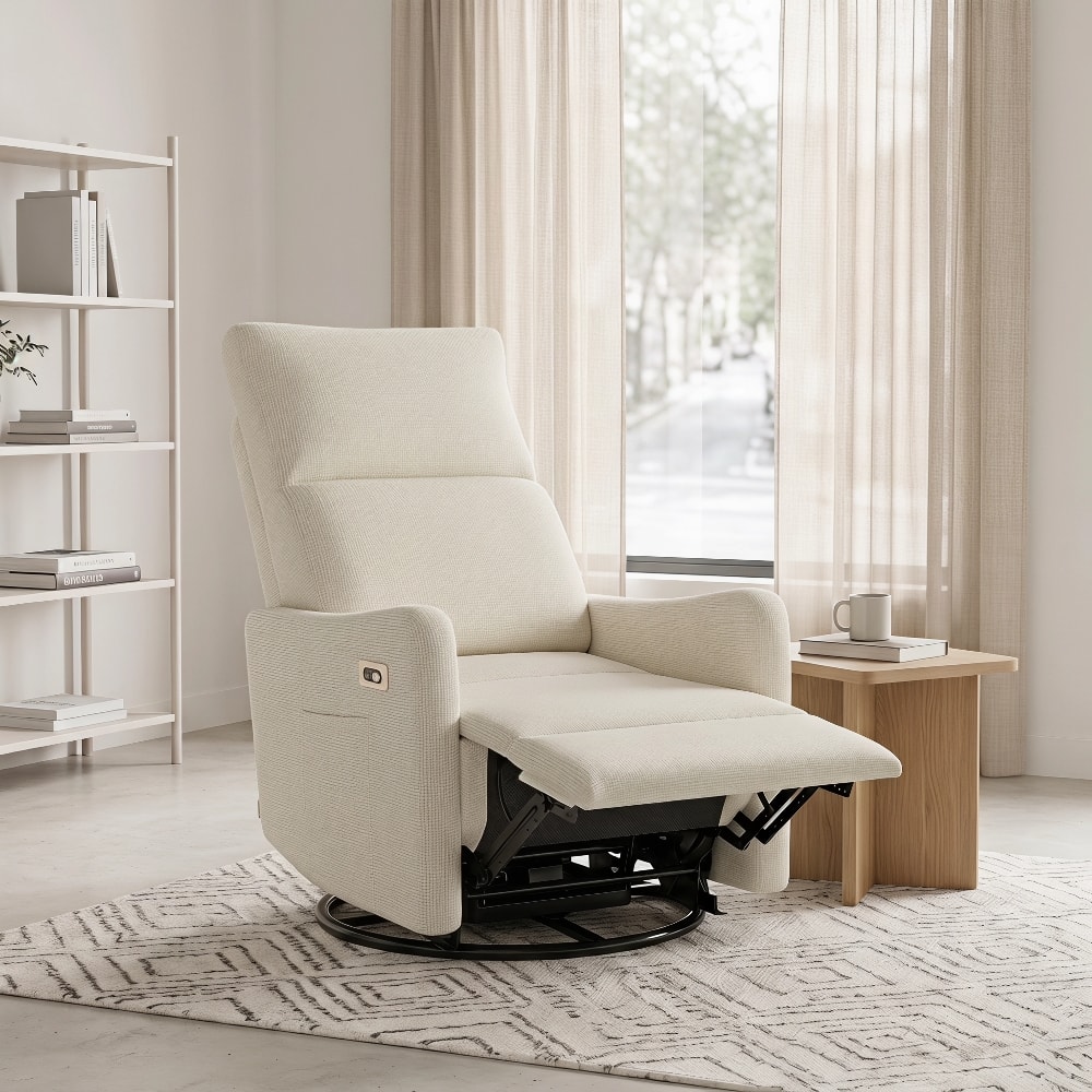 Loheer - Power Swivel Recliner Chair 270 Degree Swivel Rocker Chair Small Rocking Recliner for Nursery - Beige price history on PriceWatchPro