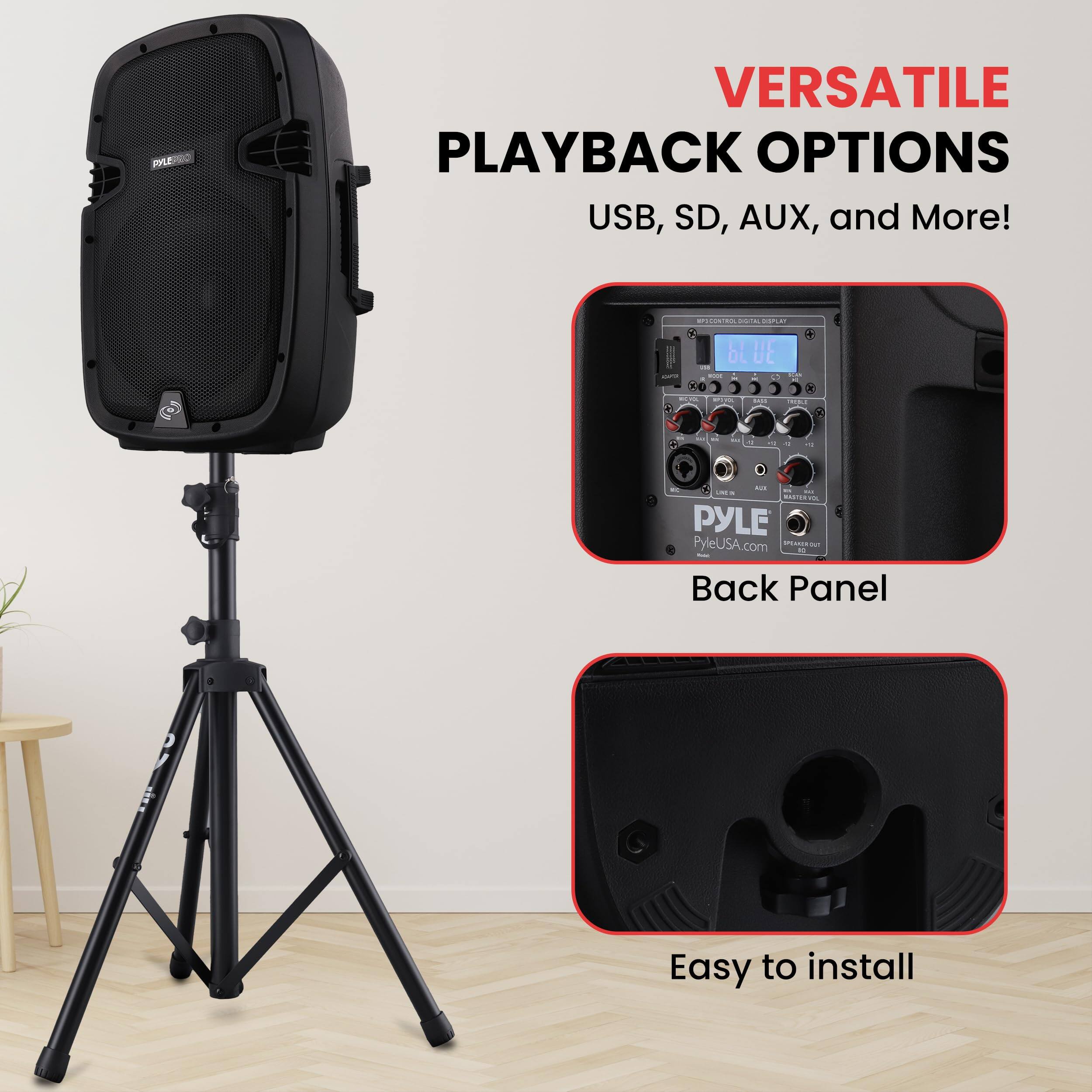 VERSATILE PLAYBACK OPTIONS  
USB, SD, AUX, and More!  

Back Panel  

Easy to install  

PYLEUSA.com