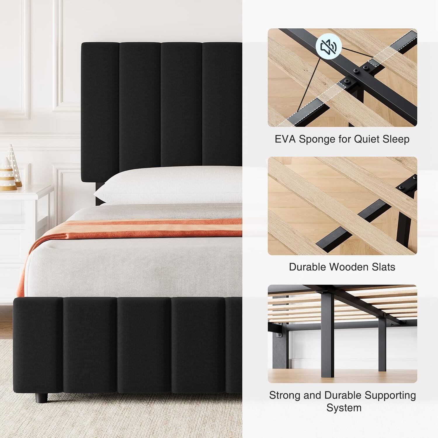 - EVA Sponge for Quiet Sleep
- Durable Wooden Slats
- Strong and Durable Supporting System