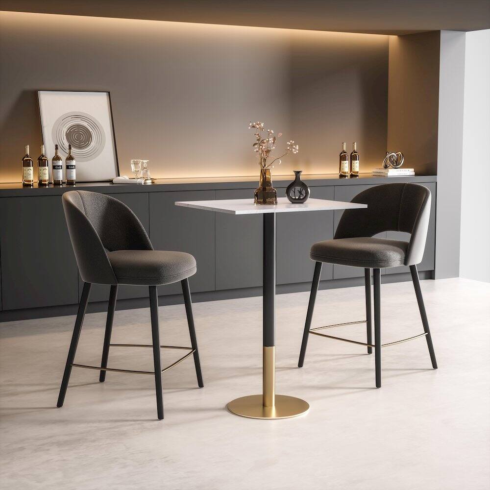 Alt View 2. Elegant Decor - Ronan 28 Inch Pub Table In White - White And Gold.