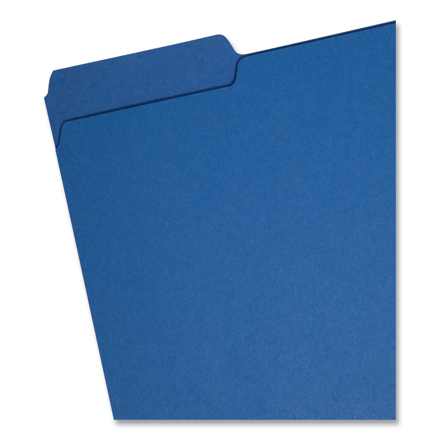 Angle. Smead Manufacturing - Interior File Folders, 1/3-Cut Tabs: Assorted, Letter Size, 0.75" Expansion, Navy Blue, 100/Box.