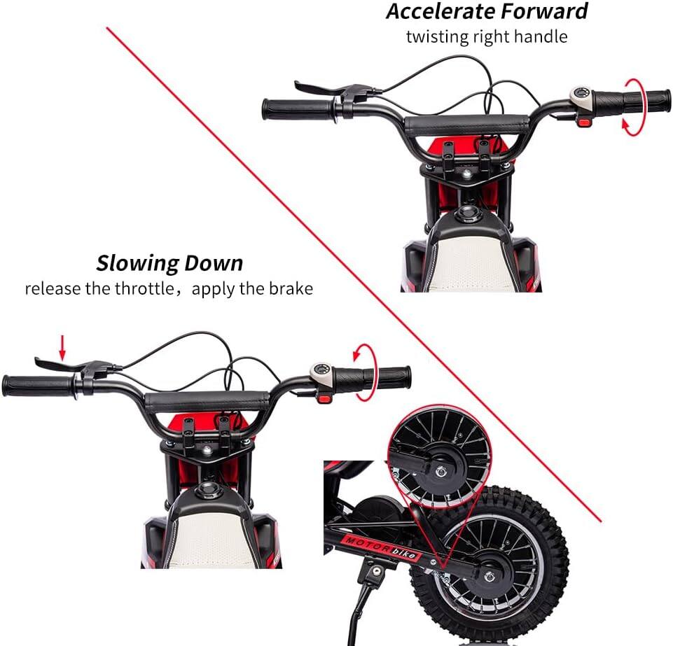 - Accelerate Forward: twisting right handle
- Slowing Down: release the throttle, apply the brake