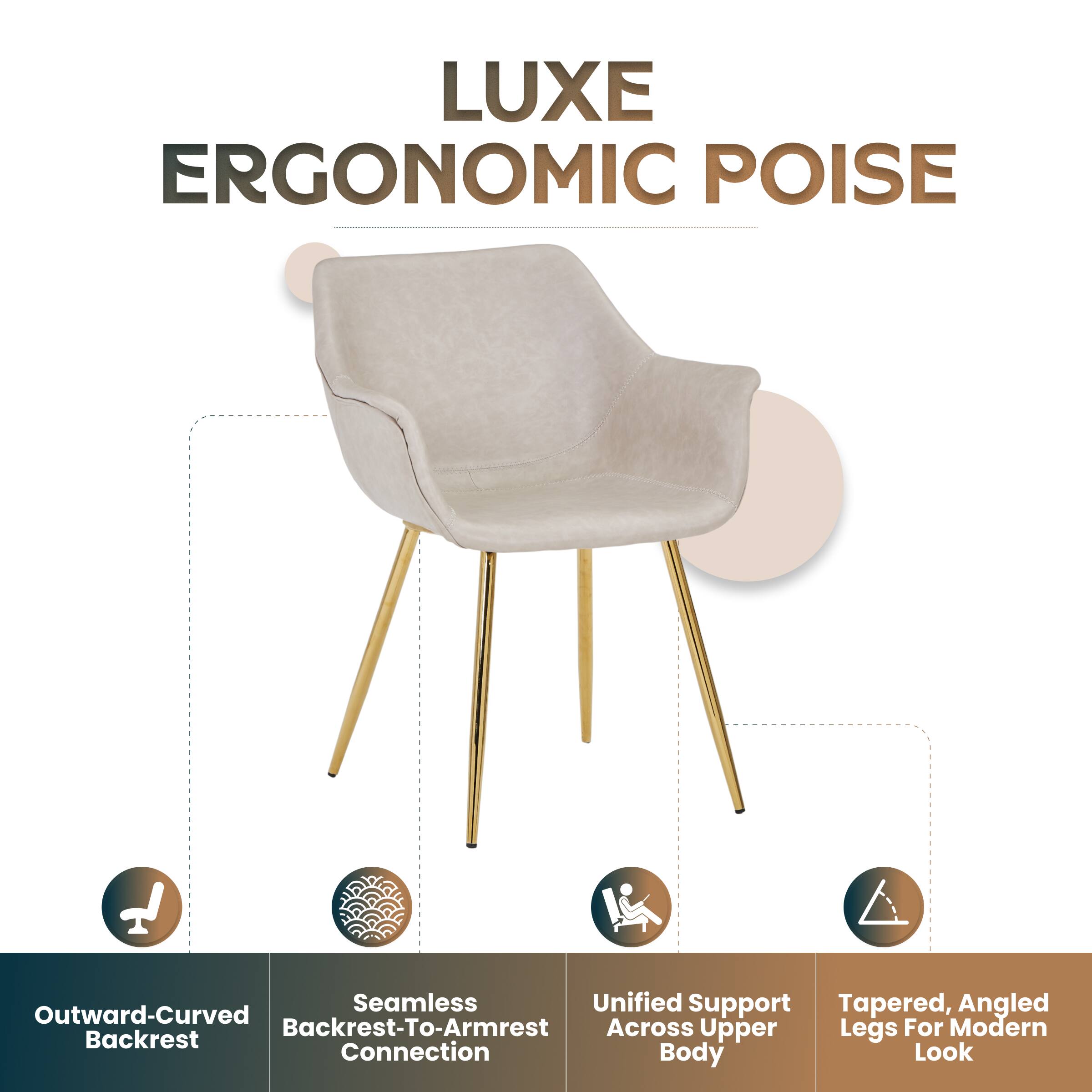 Luxe Ergonomic Poise I Seamless Unified Support Tapered, Angled Outward-Curved Backrest-To-Armrest Across Upper Legs For Modern Backrest Connection Body Look
