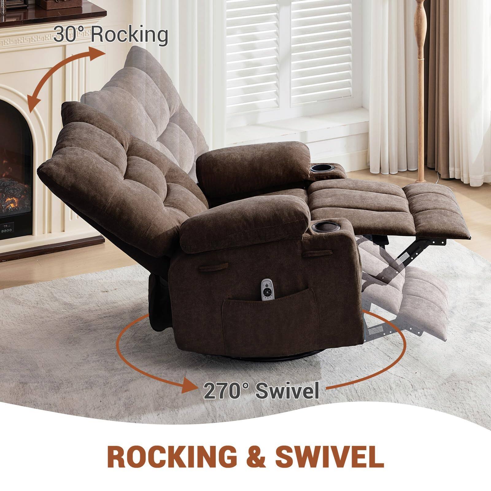 30° Rocking  
270° Swivel  
ROCKING & SWIVEL