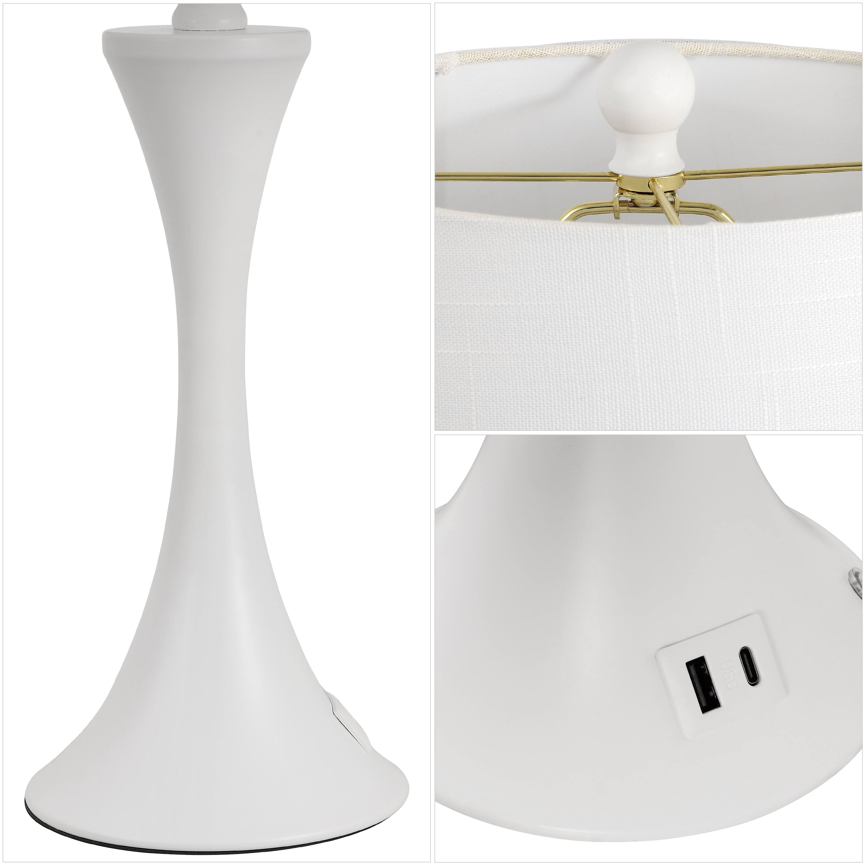 Alt View 4. Jonathan Y - Bennett 23" White Metal Candlestick Table Lamp Set of 2 for Bedroom with Touch Sensor with USB A and C Charging Ports - White.