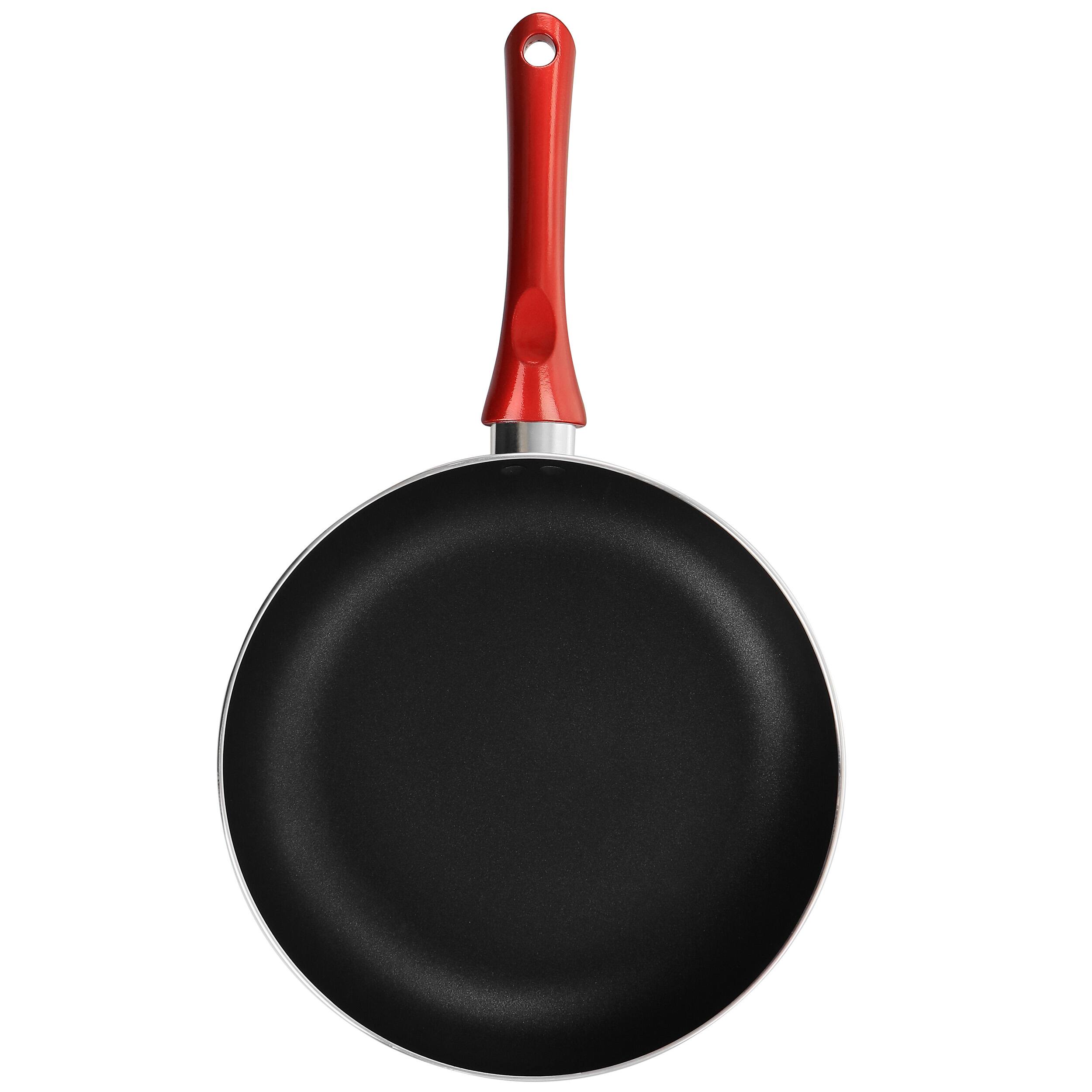 Alt View 4. Better Chef - Better Chef 10in Silver Metallic Non Stick Gourmet Fry Pan in Red - Red.