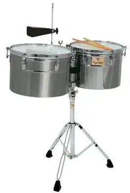Tycoon Percussion - 14" & 15" Timbales, 10" Deep Stainless Steel Shells, Includes Height-Adjustable Tilting Stand